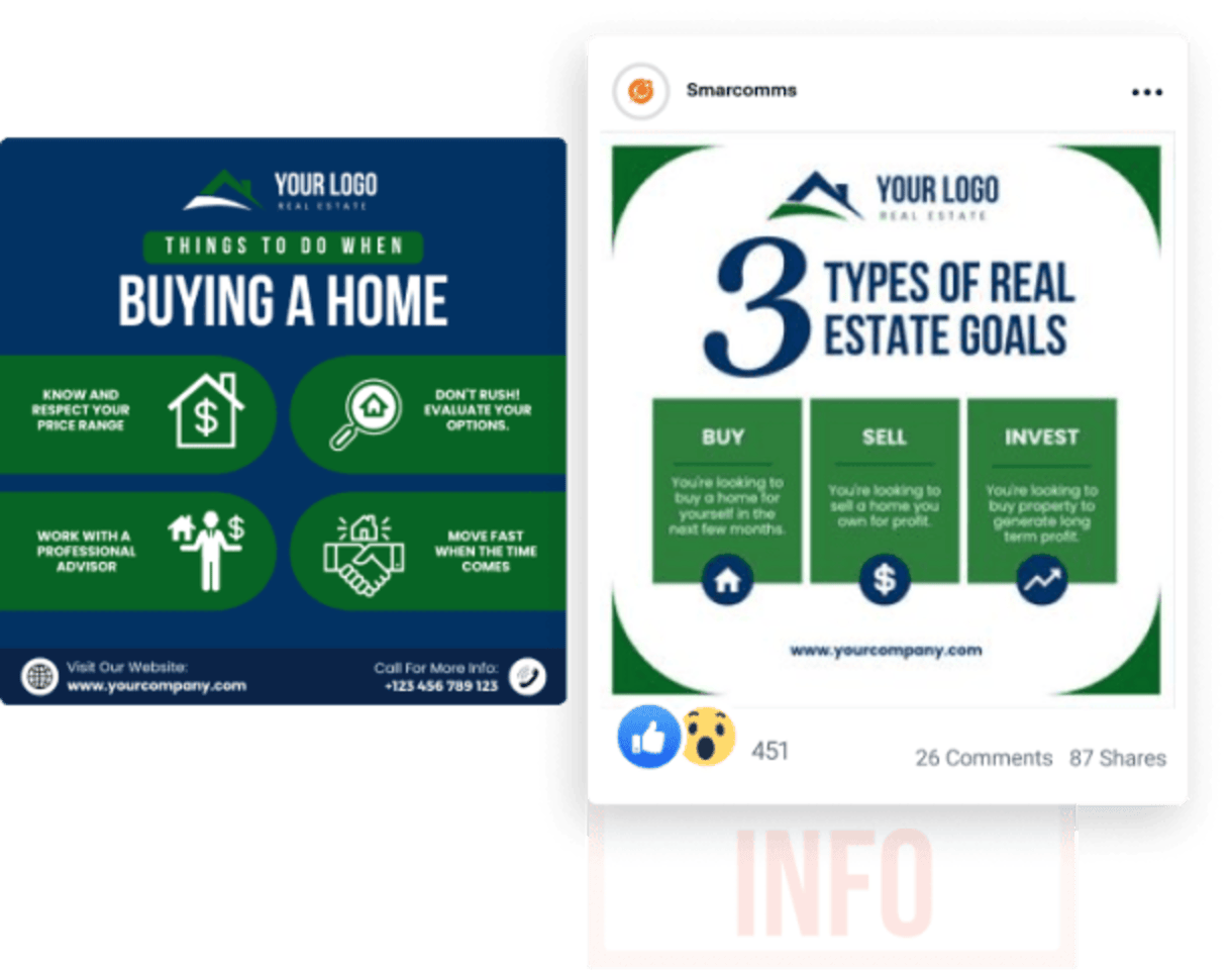 A phone and a tablet showing three types of real estate goals
