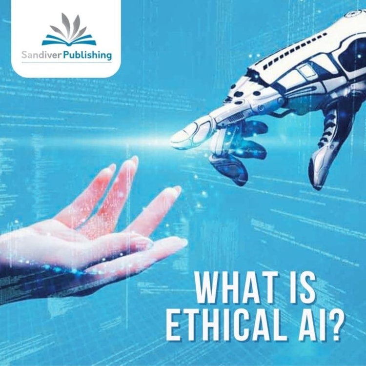 A hand reaching out to a robotic hand with the words what is ethical