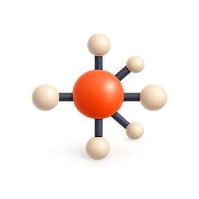 An orange and black substance with four white balls