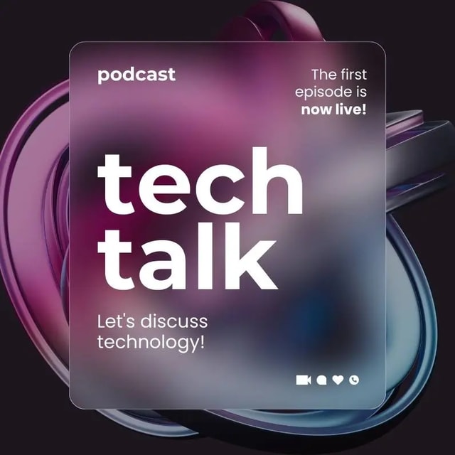 The tech talk logo on a black background
