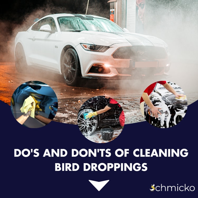 A car that is spraying water on it with the words do's and don