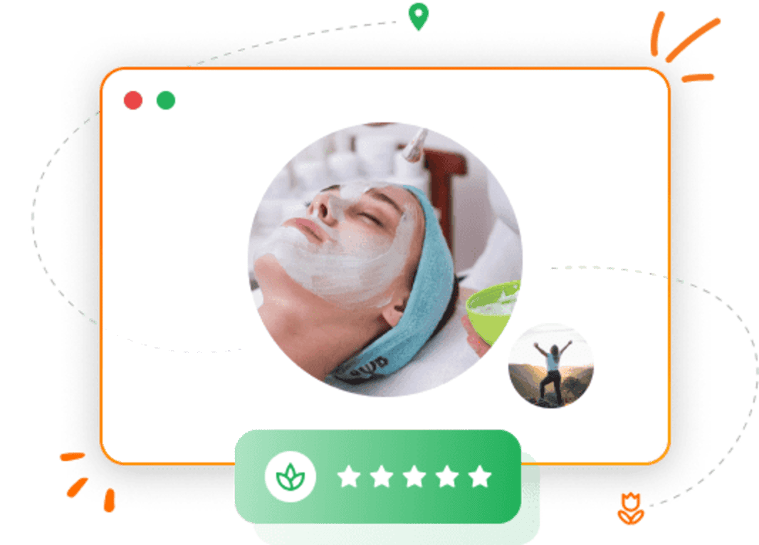 A woman undergoing a facial treatment, illustrating the integration of beauty and digital convenience.