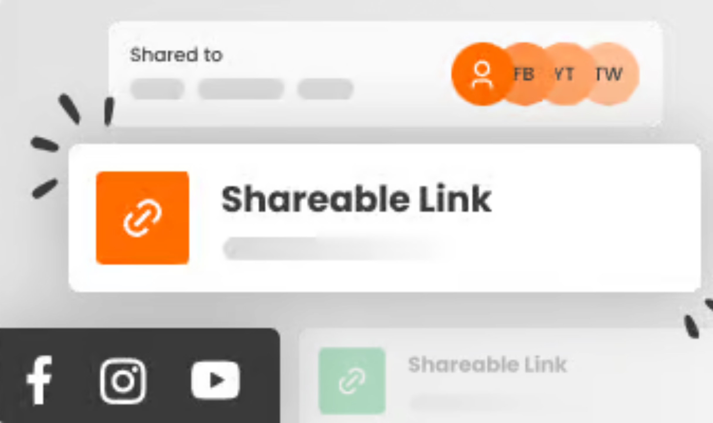 A set of three different types of shareable links