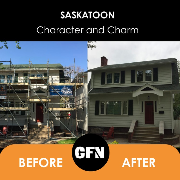 A before and after picture of a house