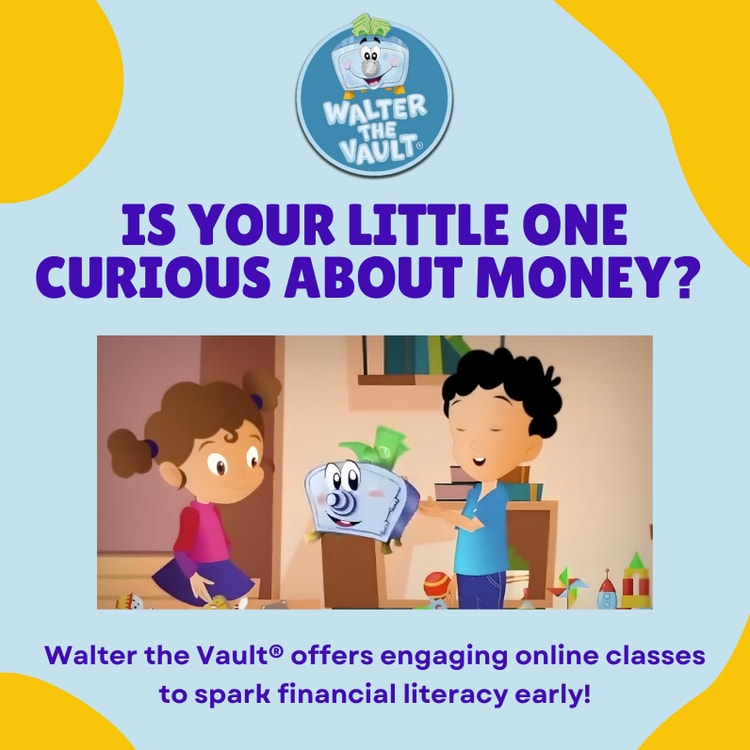 A picture of a boy and a girl playing with money