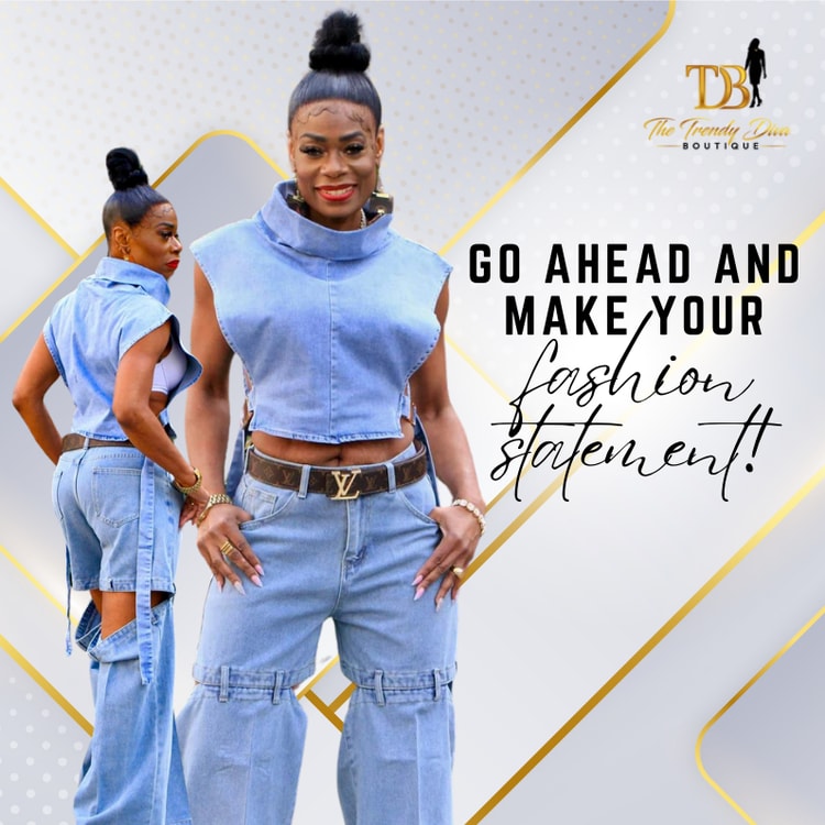 A woman standing in front of a white background with the words go ahead and make