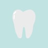 A white tooth on a blue background