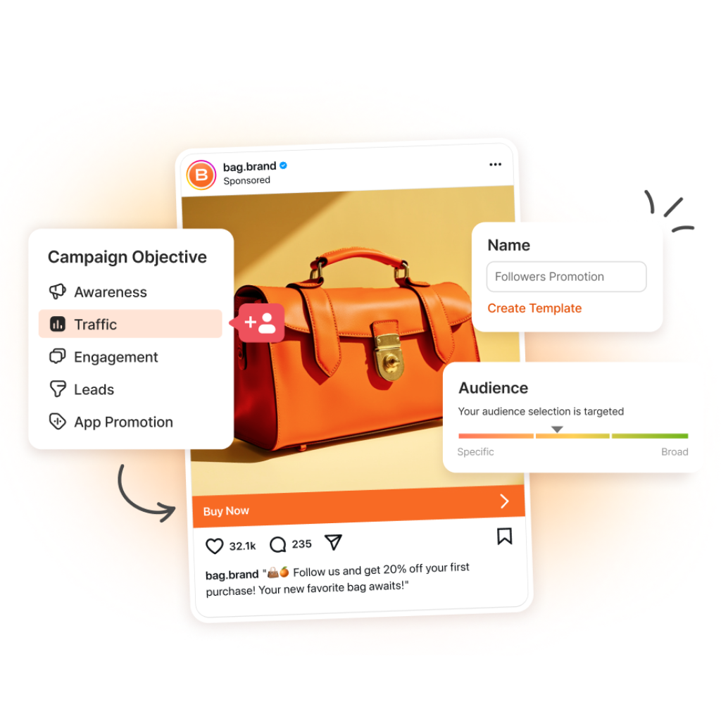 A picture of an orange purse on a cell phone