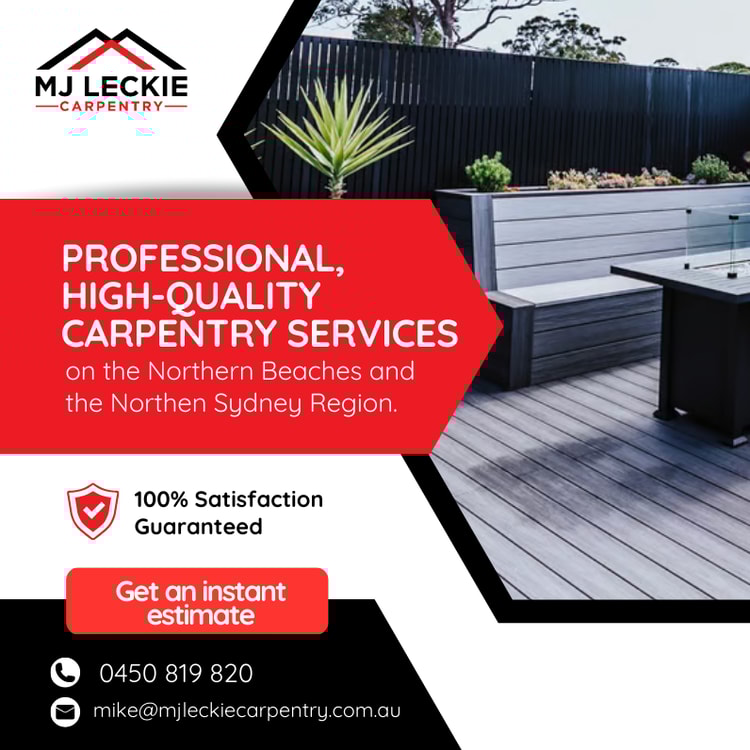 A flyer for a professional high quality carpentry services