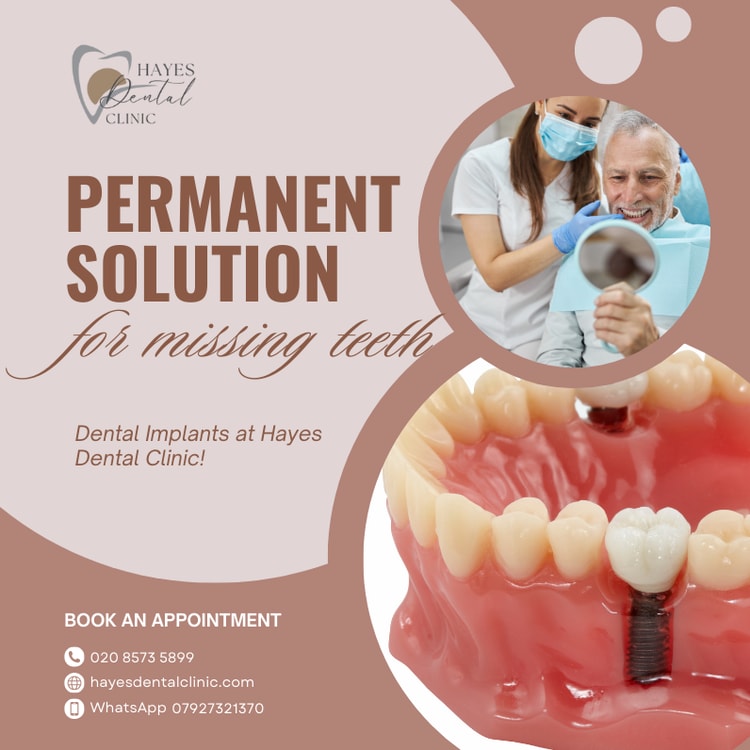 A flyer for a dental clinic with a picture of a man holding a toothbrush