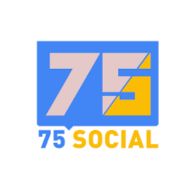 Logo with '75 SOCIAL' in bold, colorful text