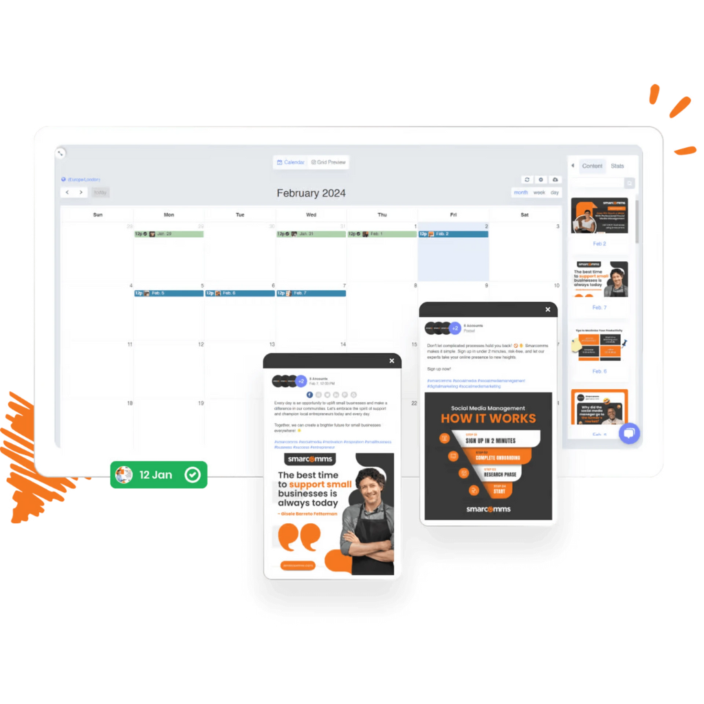 A computer, tablet, and mobile phone displaying a calendar