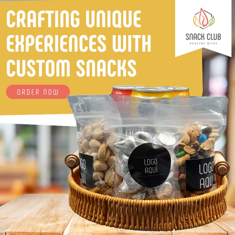 A basket filled with snacks sitting on top of a wooden table