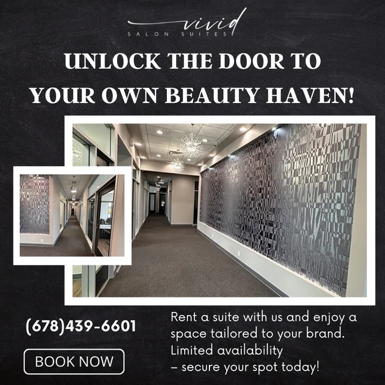 A black and white advertisement for a beauty salon