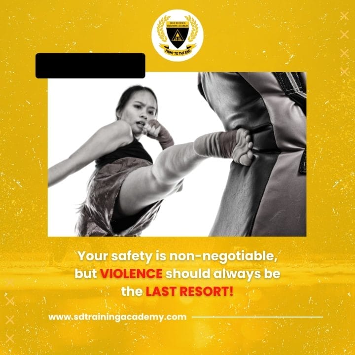 A woman kicking another woman with her leg