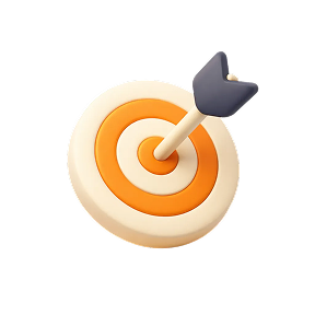 An orange and white target with an arrow sticking out of it