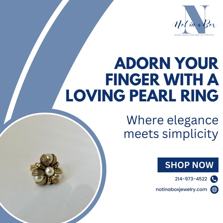 A brochure with a picture of a pearl ring