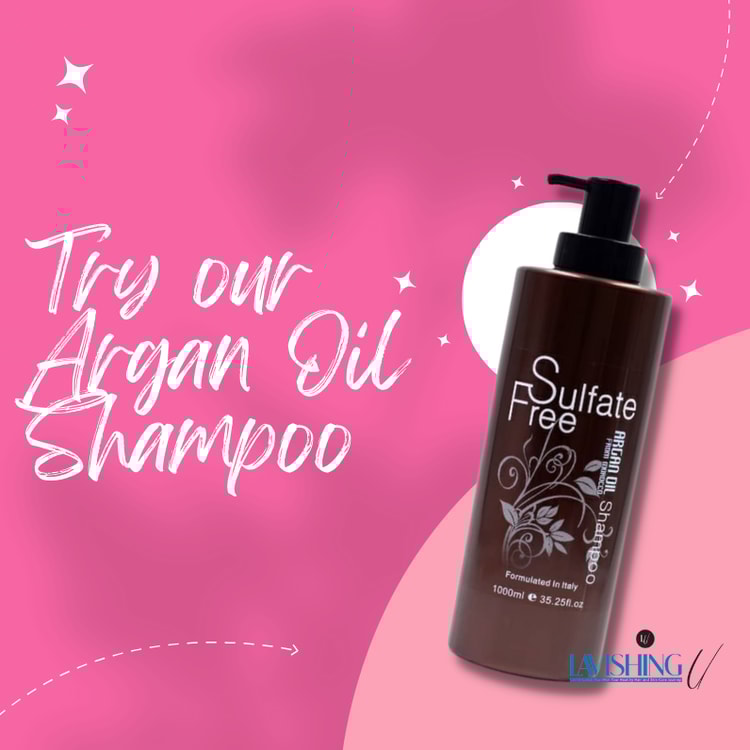 A bottle of shampoo on a pink background