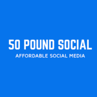 A blue background with the words 50 pound social