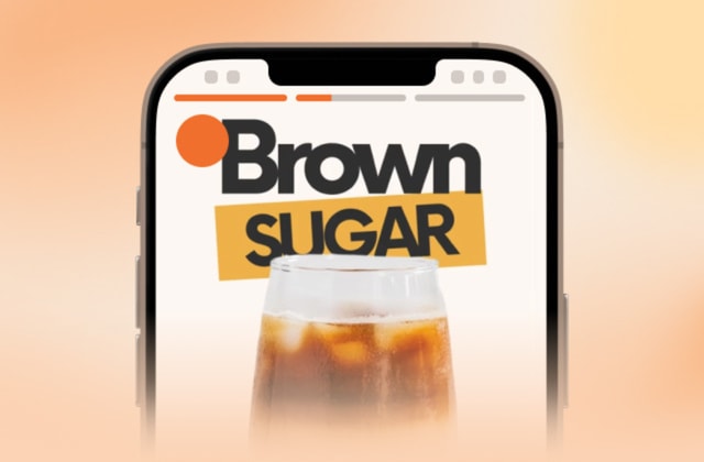 A cell phone with a brown sugar advertisement on it