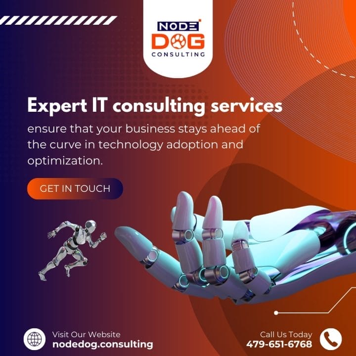 A poster with a robotic hand and text that reads expert it consulting services ensure that