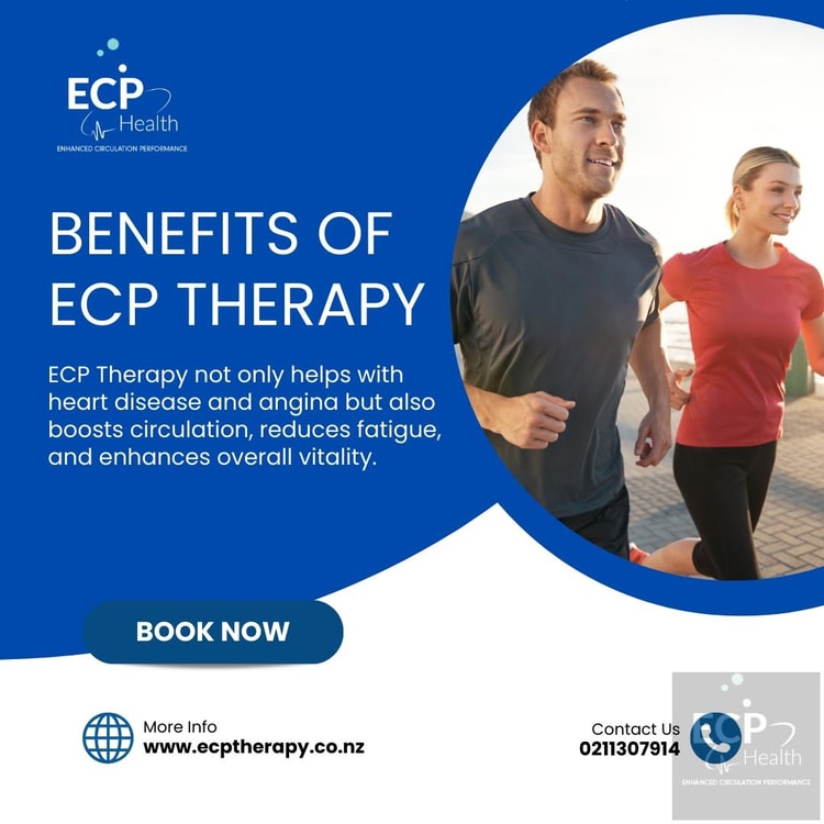 A man and woman jogging together with the caption benefits of ecp therapy