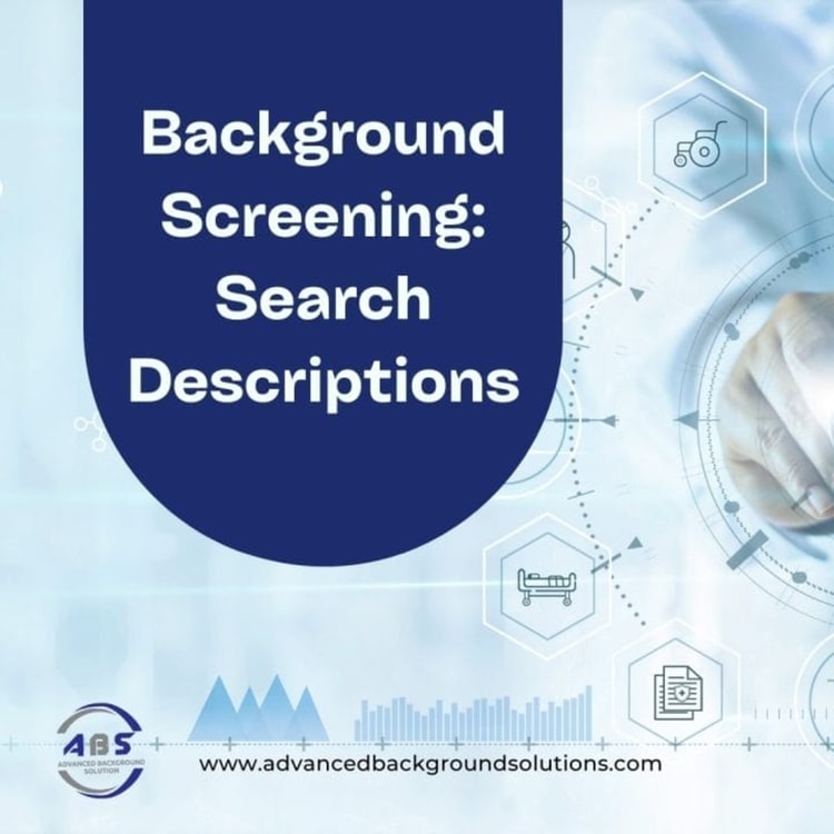 A person touching a screen with the words background screening search descriptions