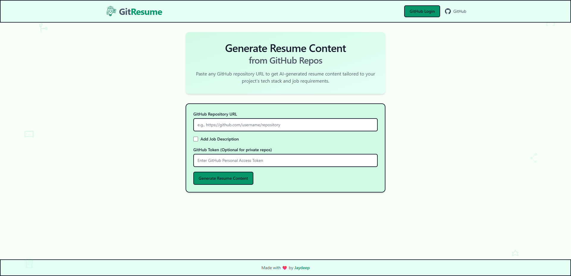 GitResume: Where Your Code Becomes Your Resume
