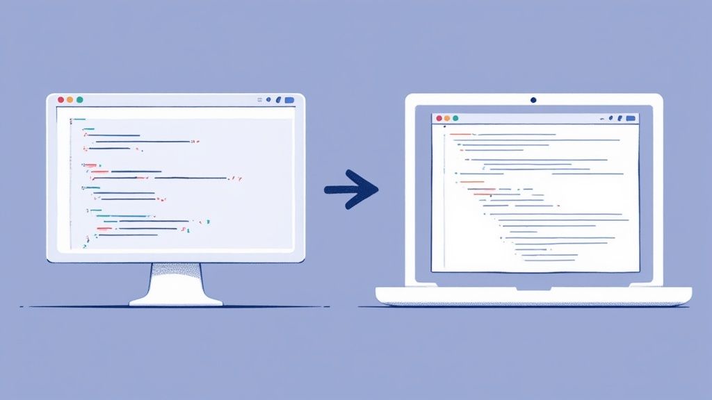 A visual representation of automated document processing with gears and code symbols