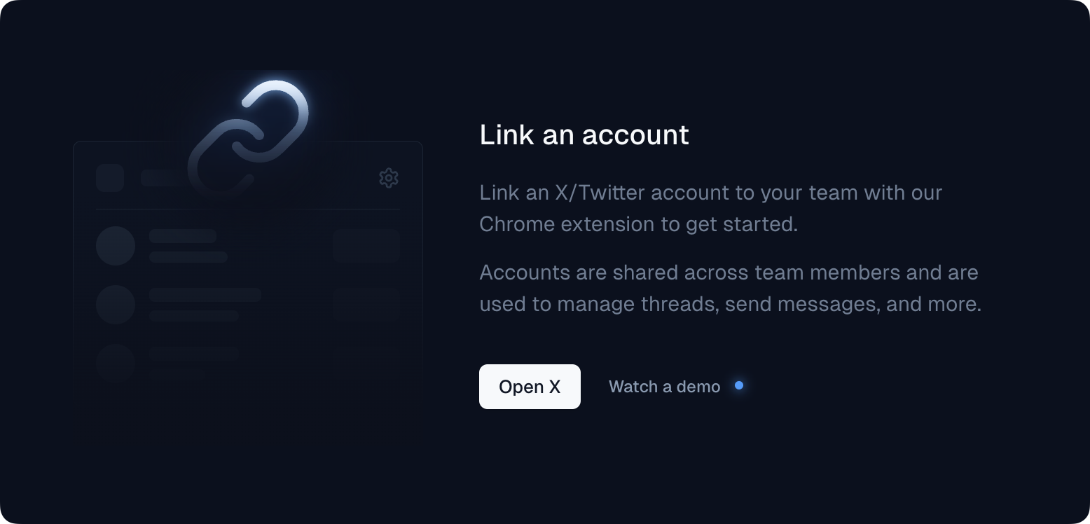 Link account via TweetDM screenshot