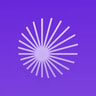 A purple background with a white sunburst in the center