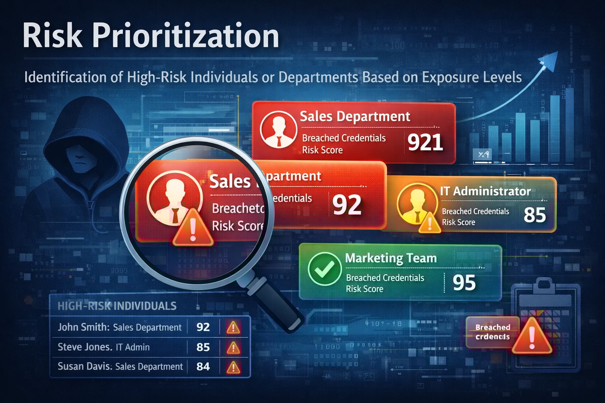 A magnifying glass with a description of the key areas