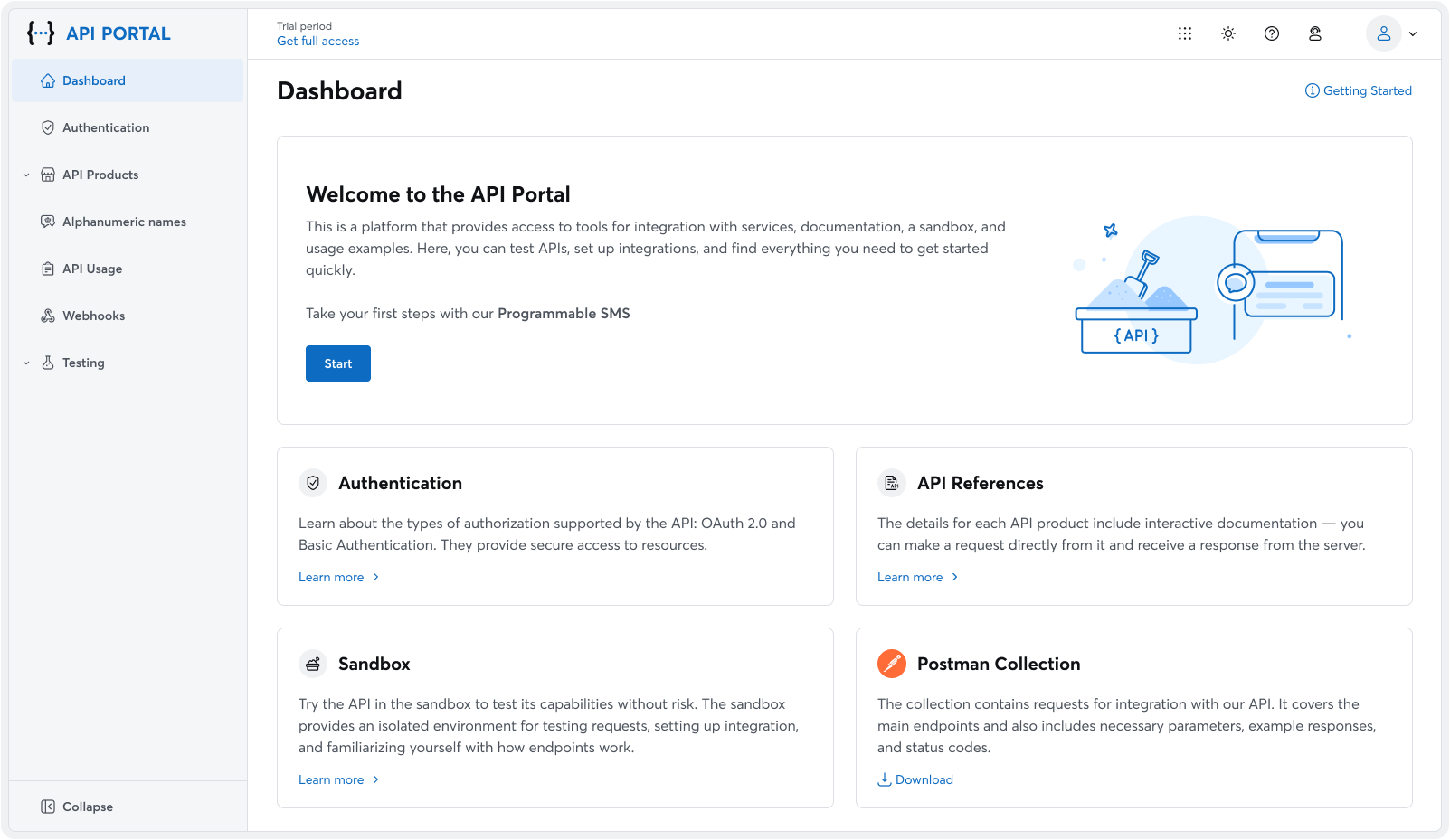 Dashboard of Kyivstar API Portal