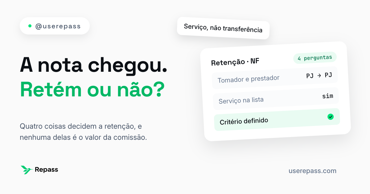 Card do artigo: Nota fiscal de comissão: quem emite, o que precisa constar e quando tem retenção