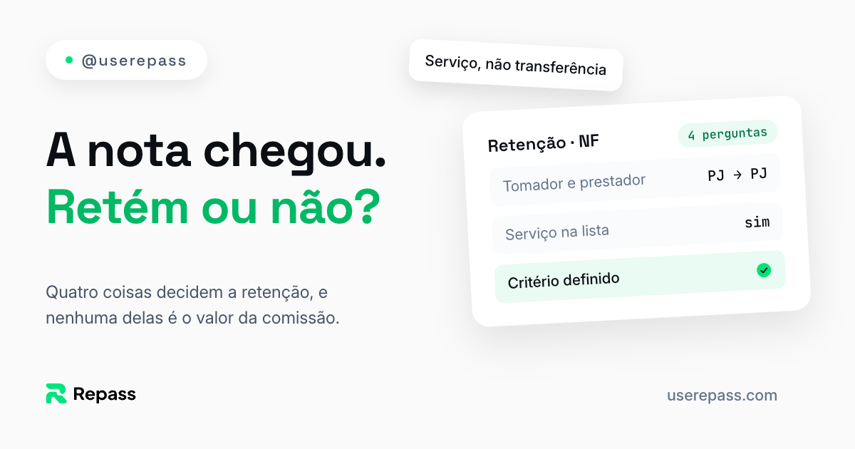 Card do artigo: Nota fiscal de comissão: quem emite, o que precisa constar e quando tem retenção