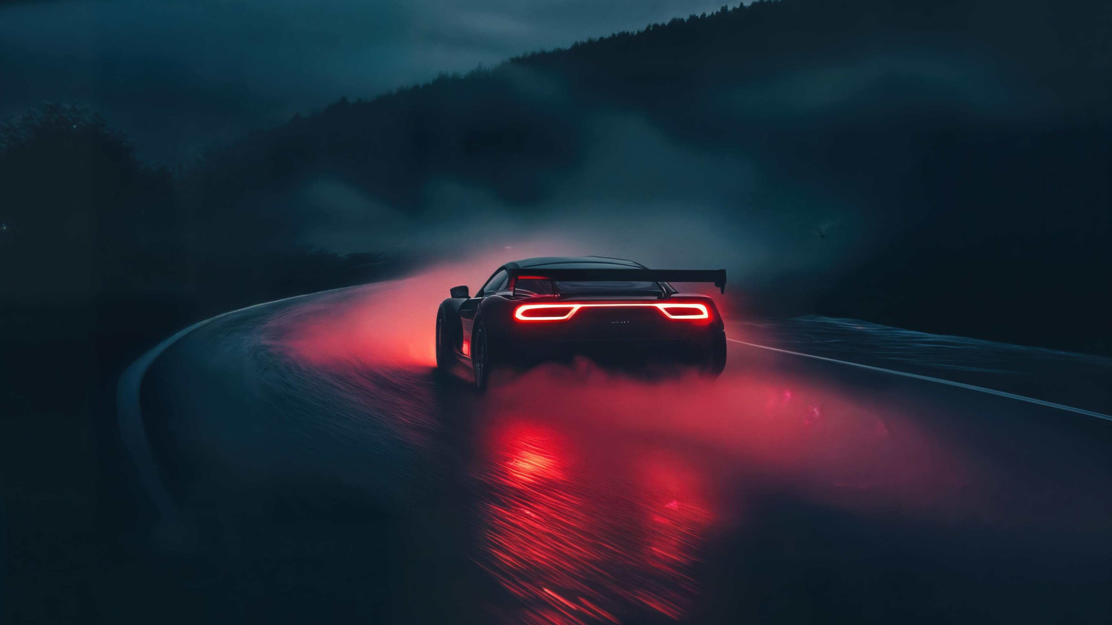 A car driving down the exotic race track