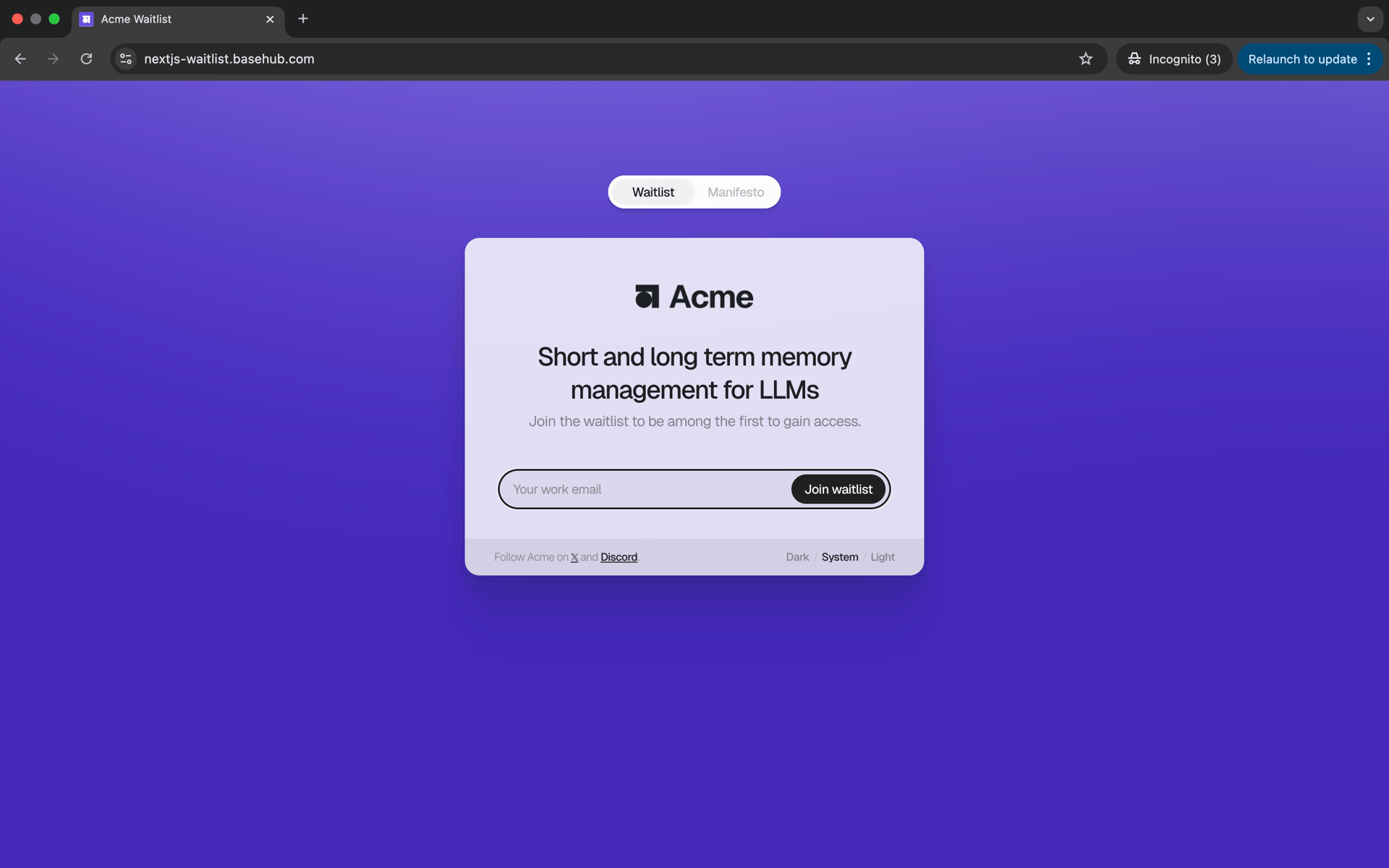 Templates & Examples / Waitlist Template — BaseHub Docs