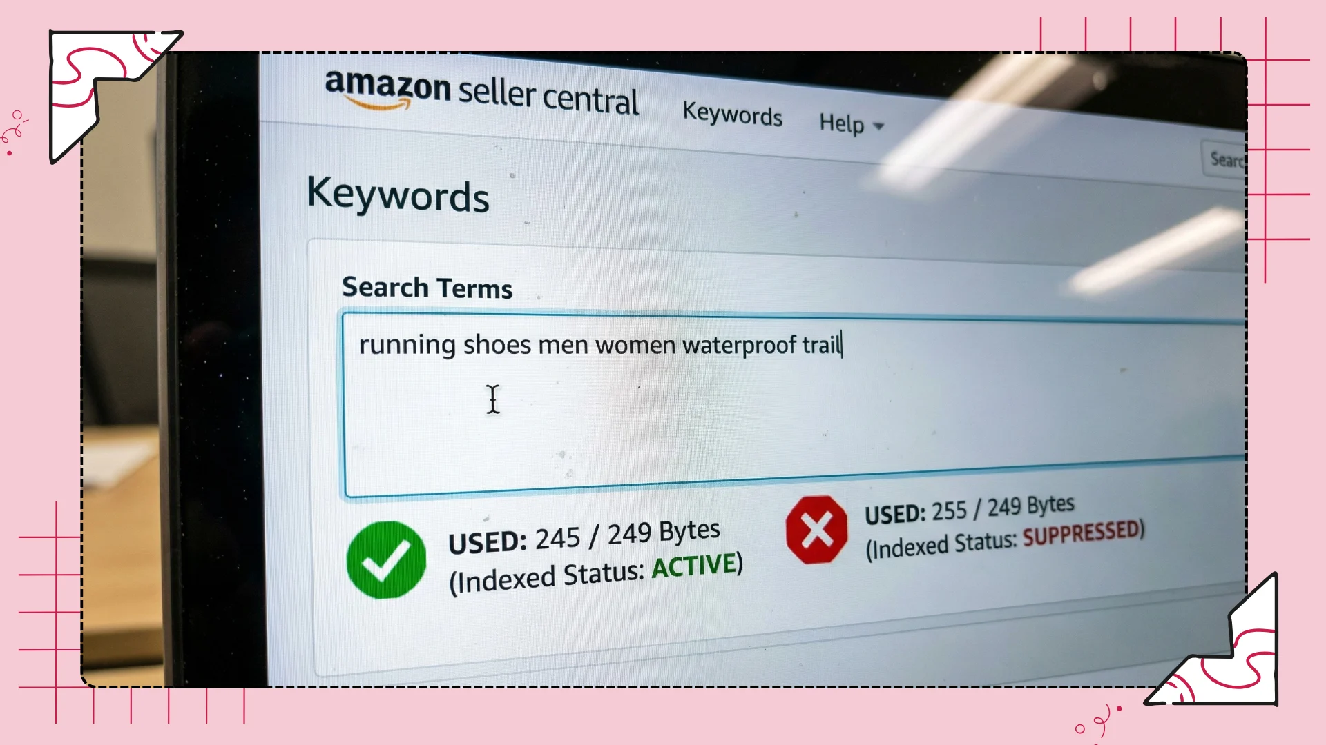 Amazon backend search terms byte limit checker.