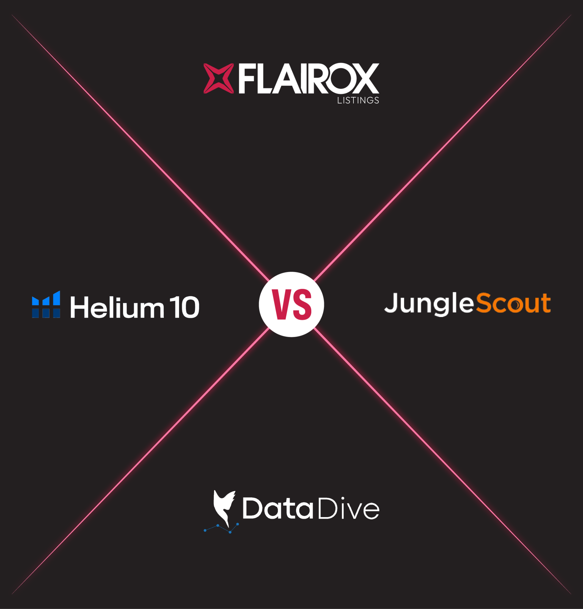 Flairox Listings vs Helium 10 vs Jungle Scout vs Data Dive: Amazon Listing Optimization Showdown