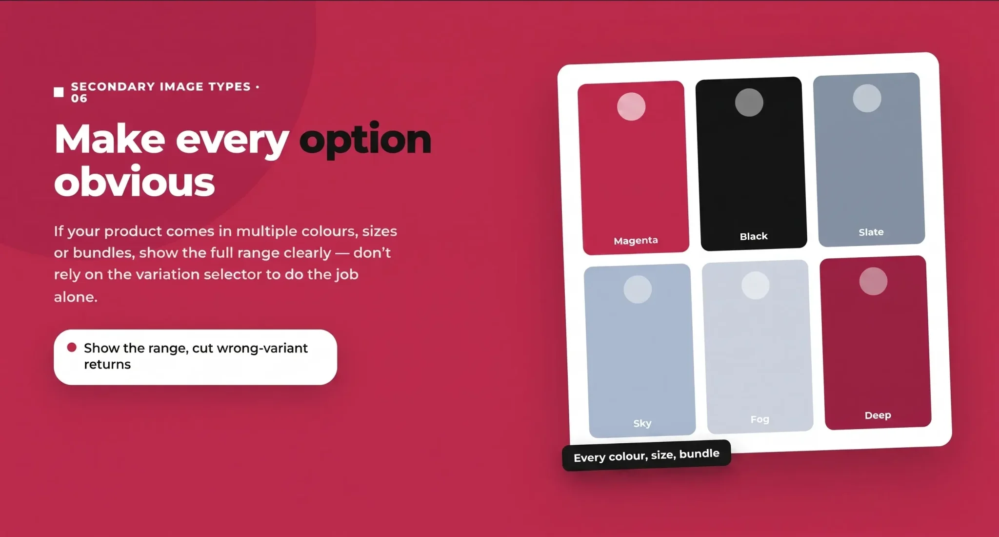 Amazon variation image displaying all available product colours, sizes, or bundles clearly