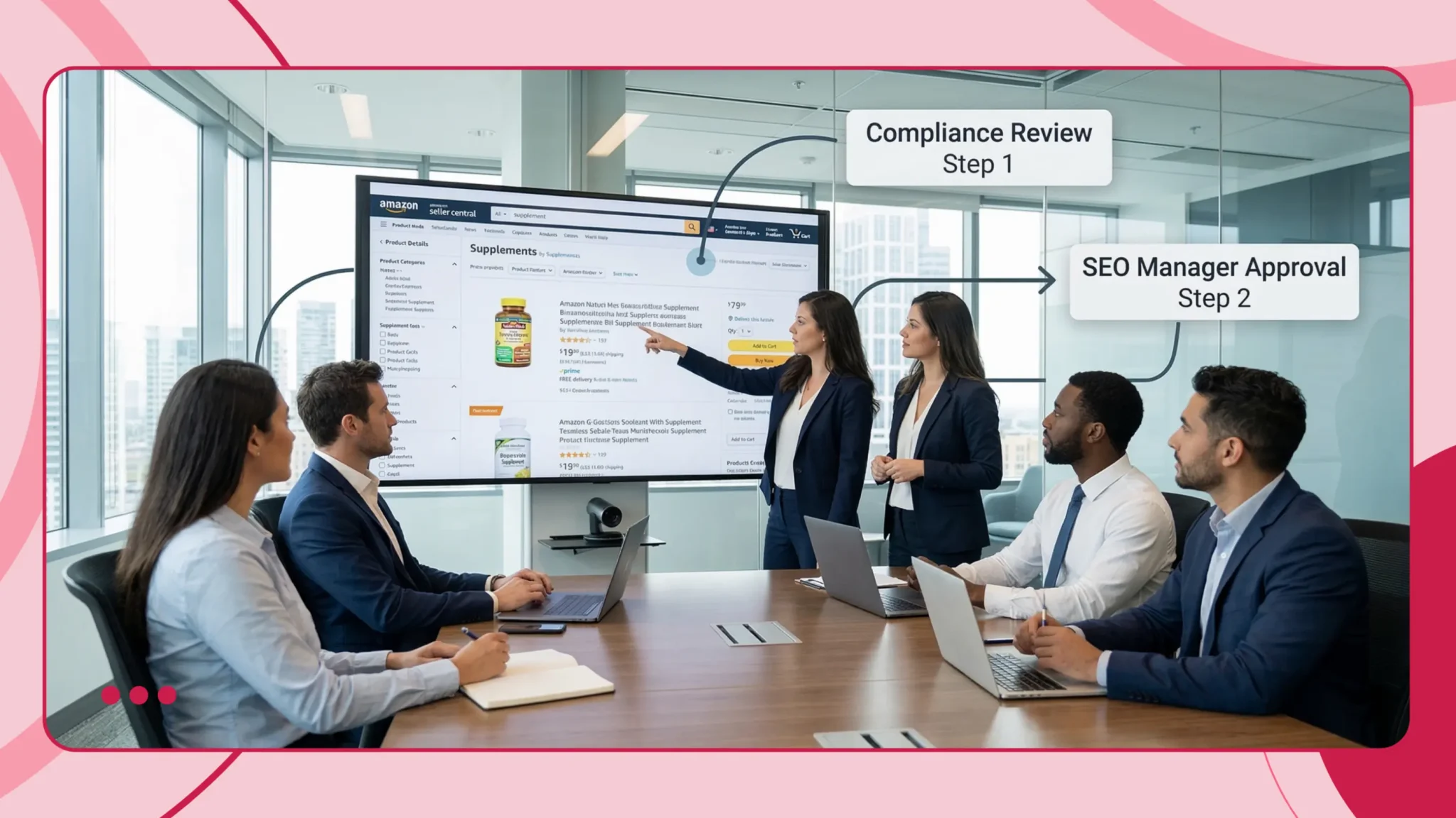 Amazon listing optimization QA and compliance review process.