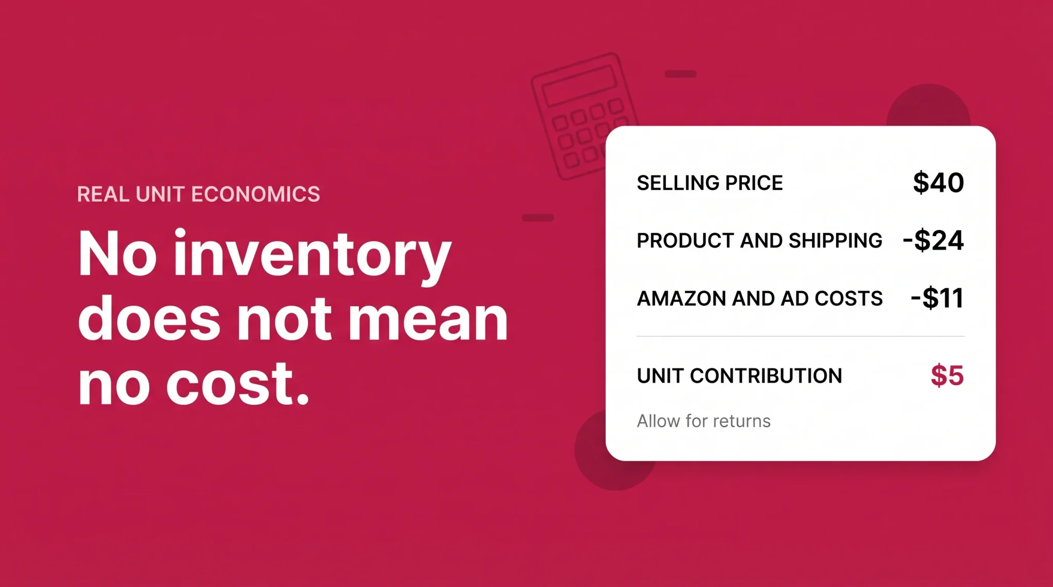 Amazon dropshipping unit economics banner