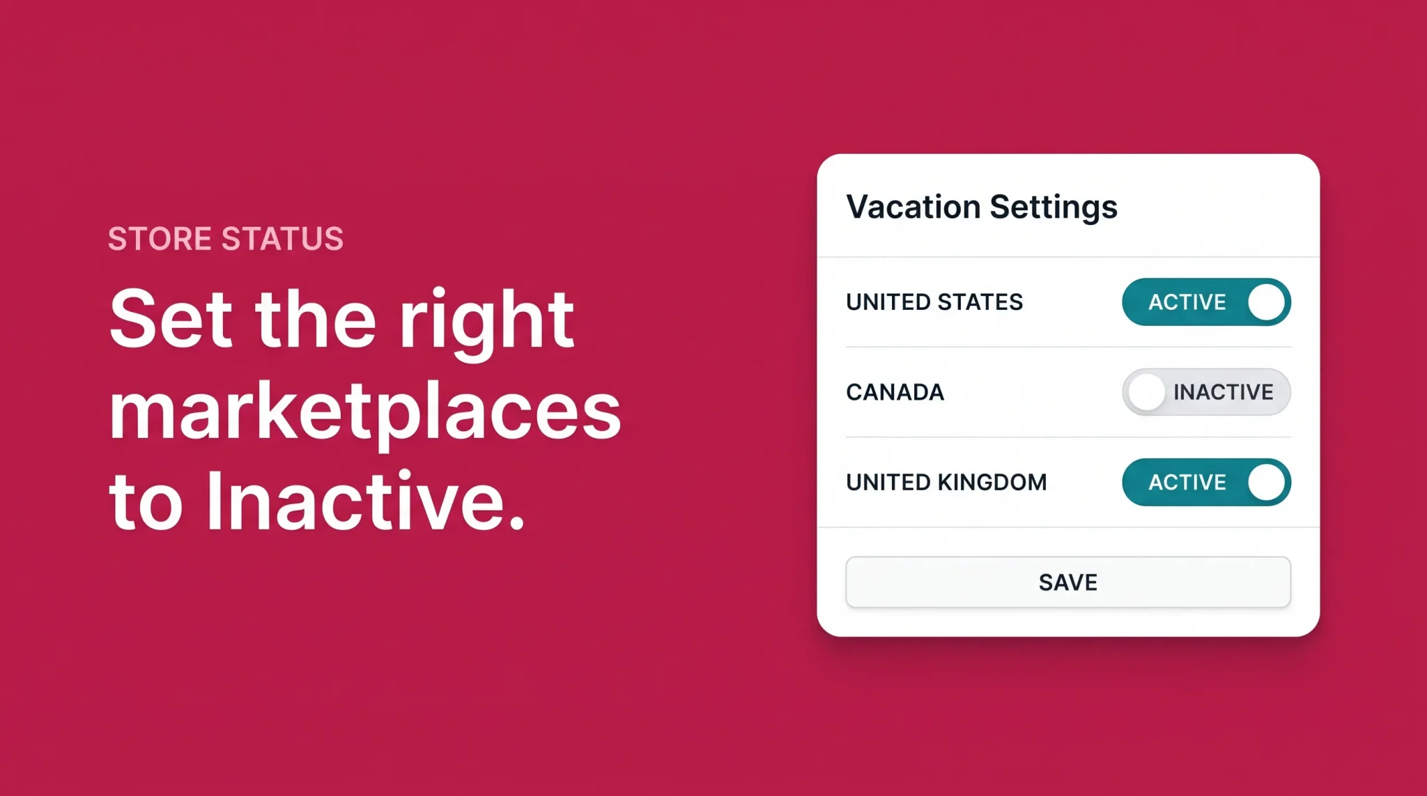 Vacation settings marketplace status banner