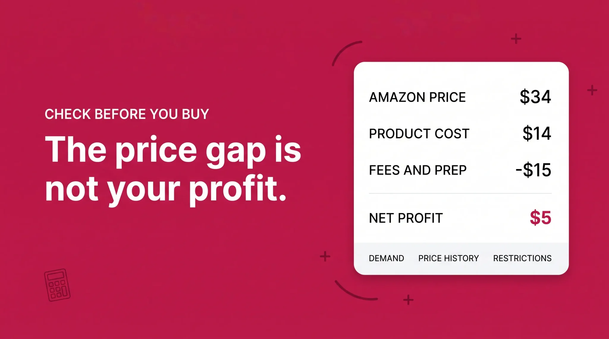 Banner showing that a visible Amazon price gap is not the same as net profit.