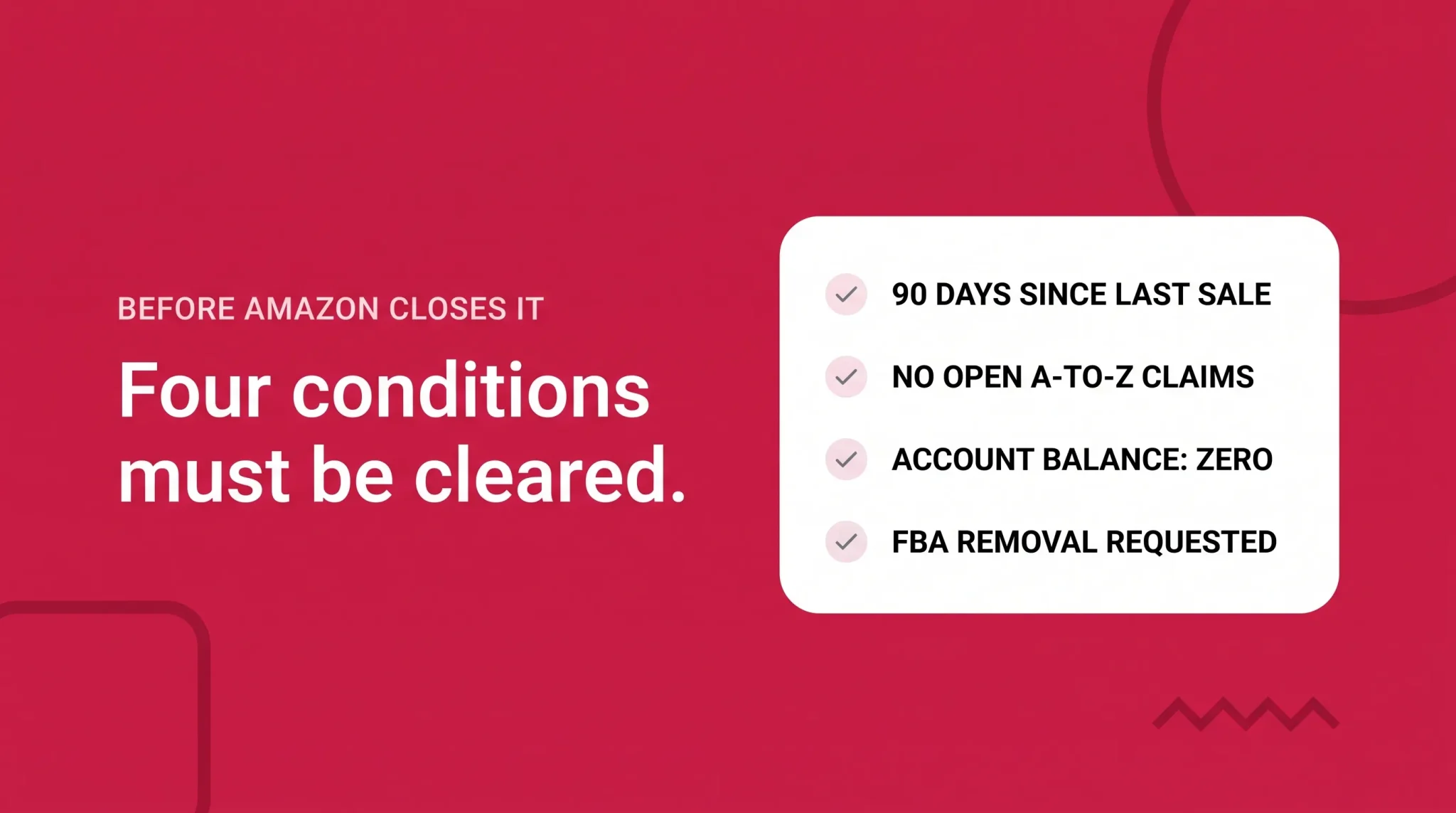 Banner showing account closure conditions before Amazon closes a seller account