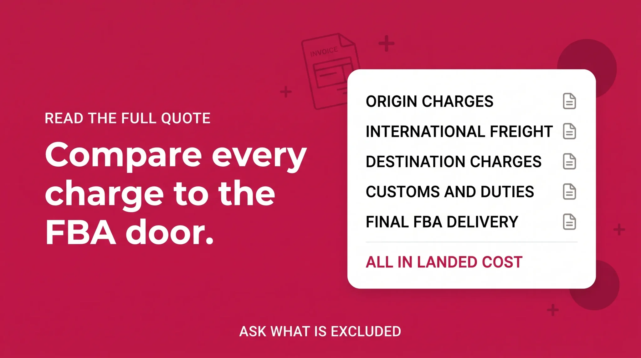 Amazon FBA freight quote landed cost comparison