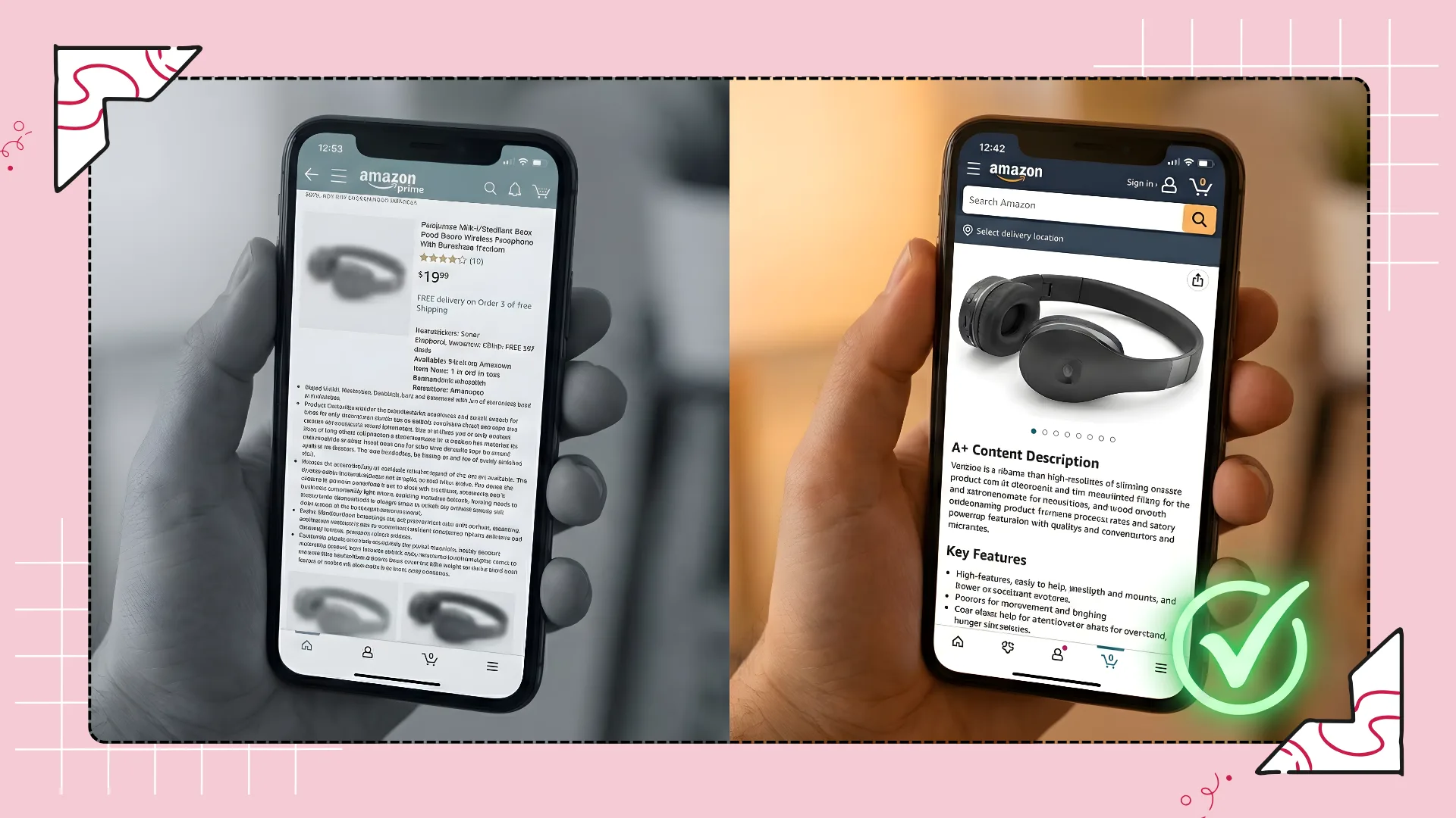 Bad amazon listing vs optimized amazon a+ content layout