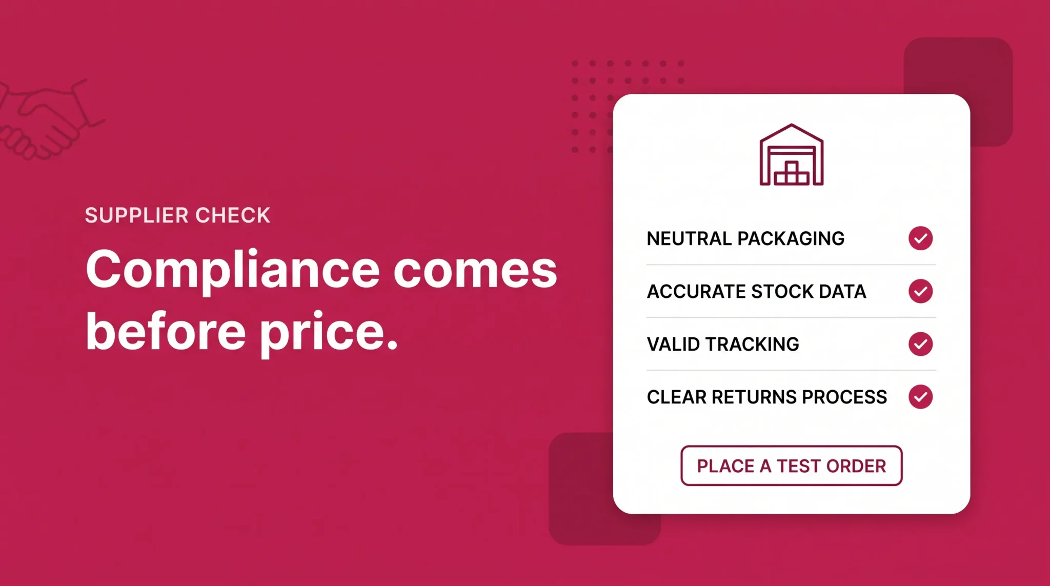 Amazon dropshipping supplier evaluation banner
