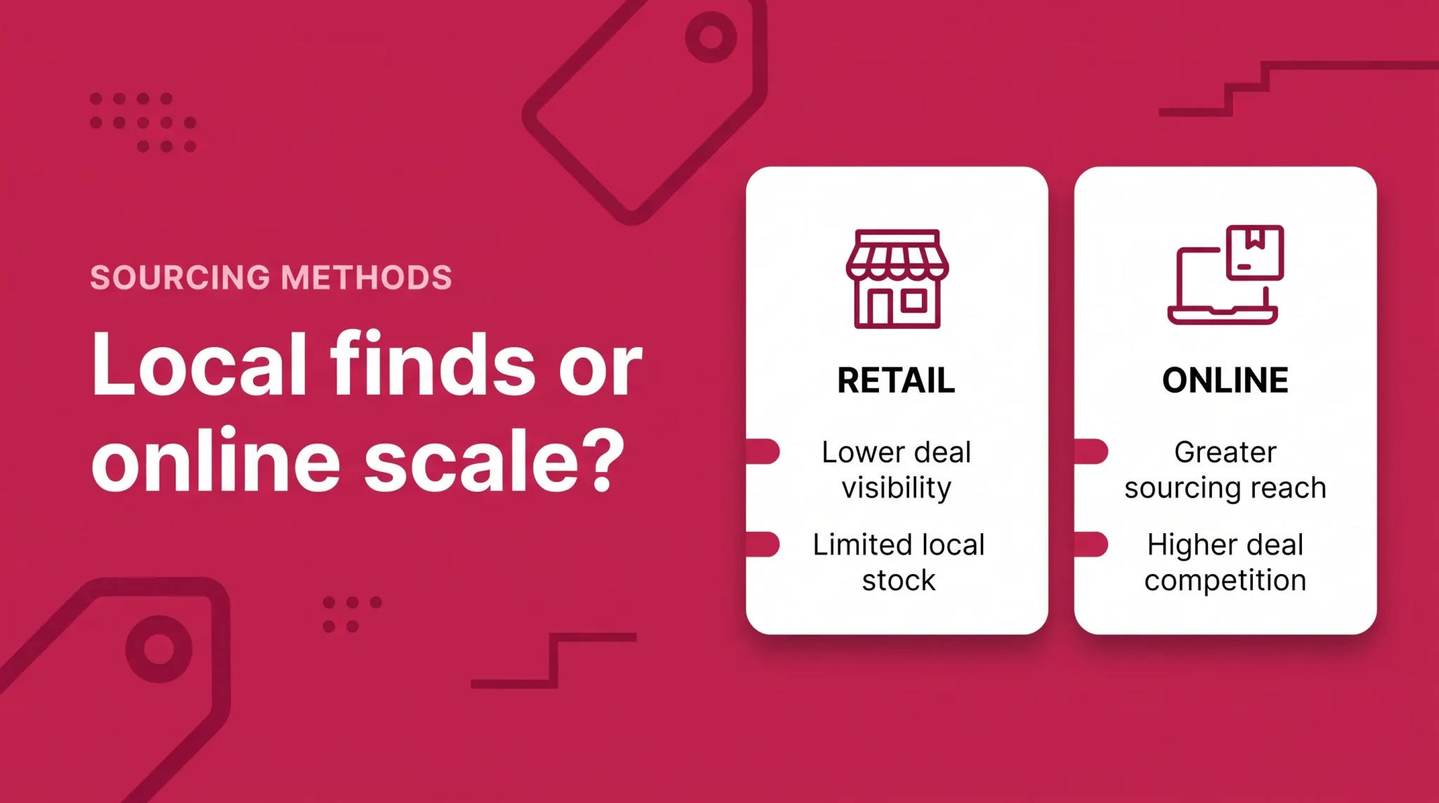 Banner comparing retail arbitrage and online arbitrage sourcing methods.