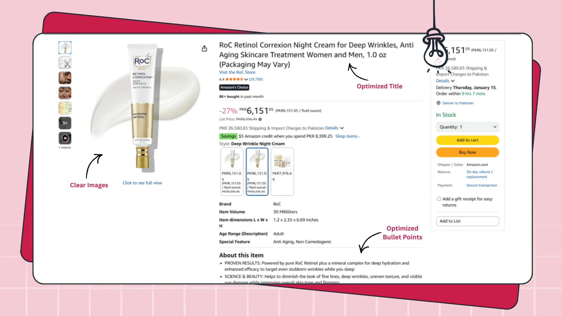 An example of a fully optimized listing dominating the niche.